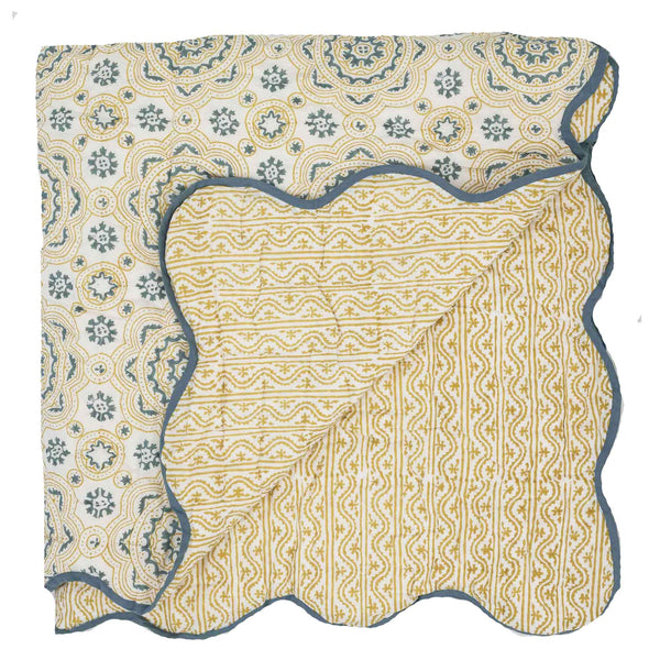 calabria scallop edge quilt hand block printed wicklewood