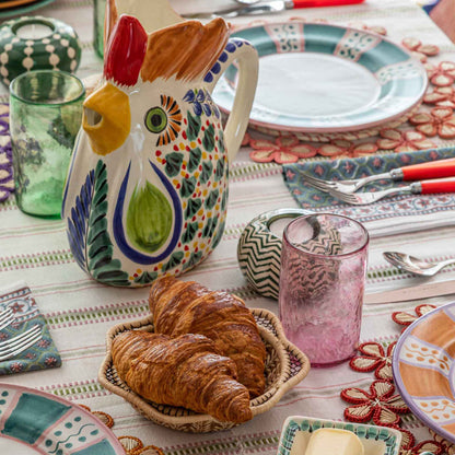 mexican handwoven tablecloth green pink