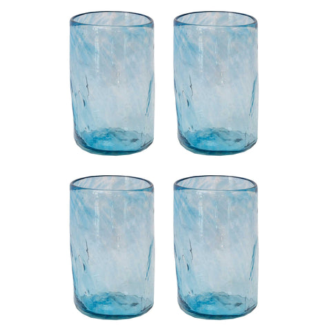 Set of 4 Handblown Glasses Blue