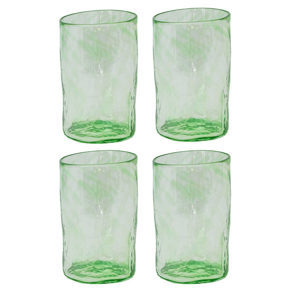 Set of 4 Handblown Mexican Glasses Green