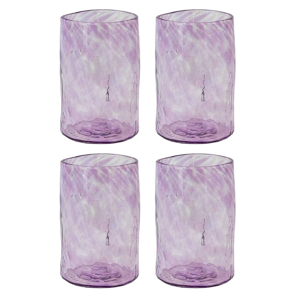 Set of 4 Handblown Mexican Glasses Purple