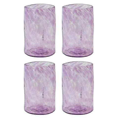 Set of 4 Handblown Glasses Purple