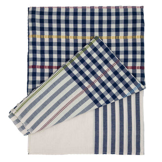 handwoven mexican gingham tablecloth navy multicolour