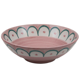 Scallop Serving Bowl Pink Green Wicklewood