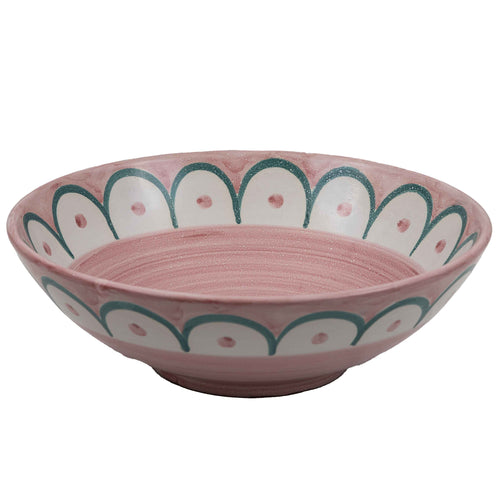 Scallop Serving Bowl Pink Green Wicklewood