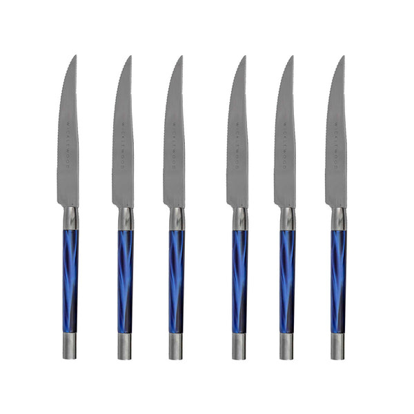 Set of 6 Steak Knives Blue