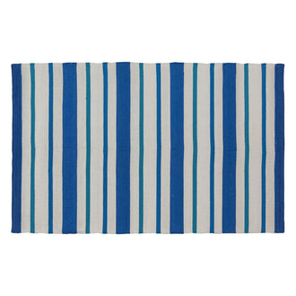 Stripe Dhurrie Rug Blue White