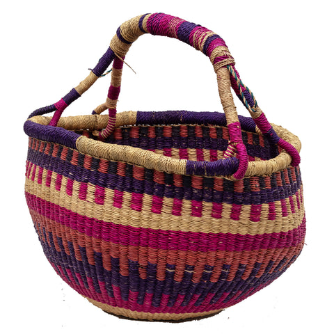African Seagrass Basket Pink Purple