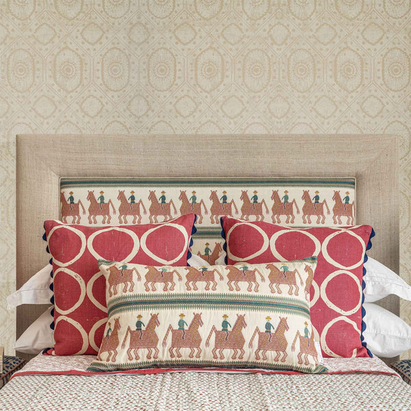 caballo patterned headboard and cushion