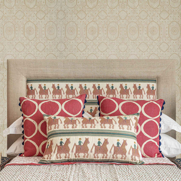 circles red and white cushion 