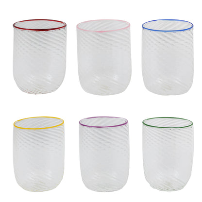 Set of 6 Handblown Murano Tumblers Multicoloured