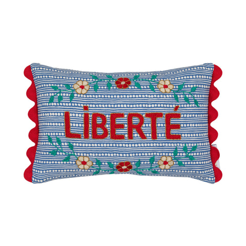 Liberté Red Wicklewood Blue Oblong Cushion