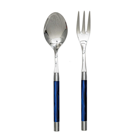 Serving Fork and Spoon Blue