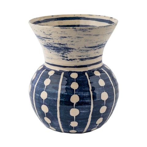 Double Layer Dot Stripe Vase Indigo