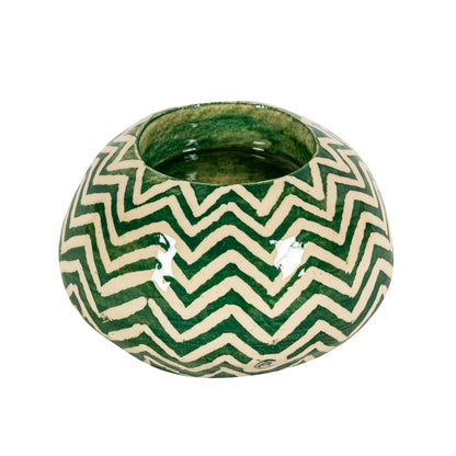 Zig Zag Tealight Holder Green