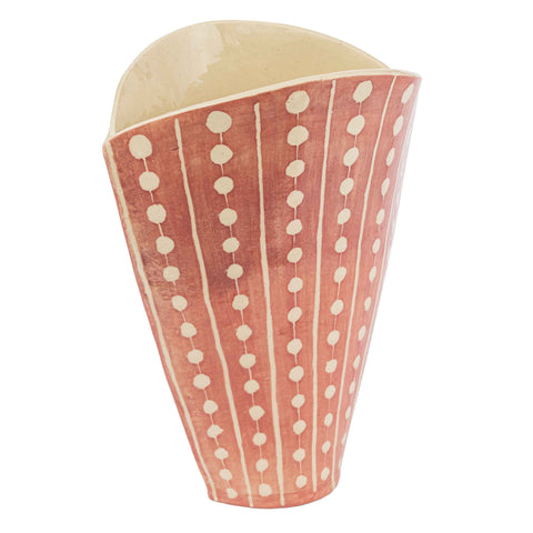 Dot Stripe Fan Vase Pink