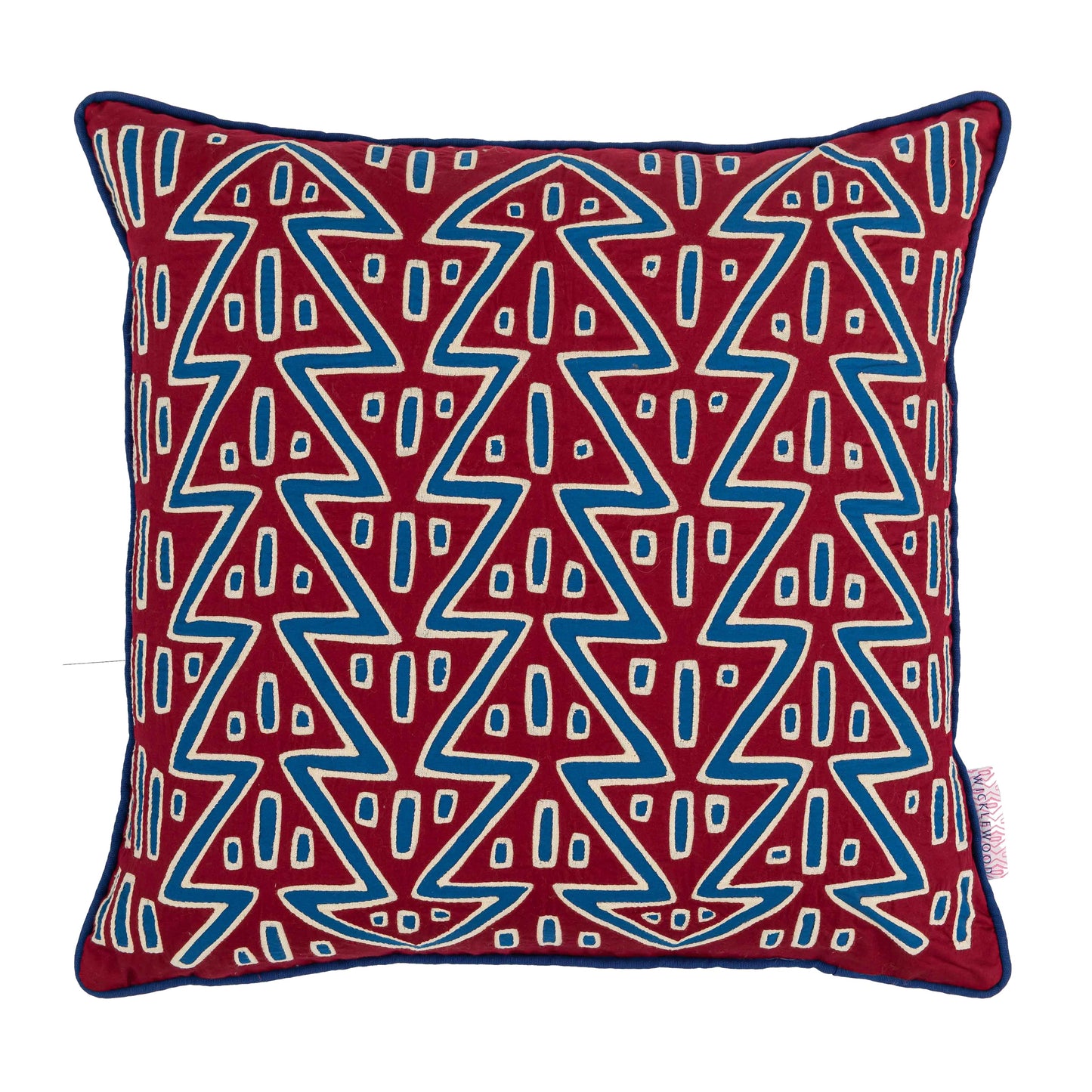 Tree of Life Red Blue Square Cushion