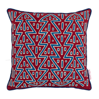 Tree of Life Red Blue Square Cushion