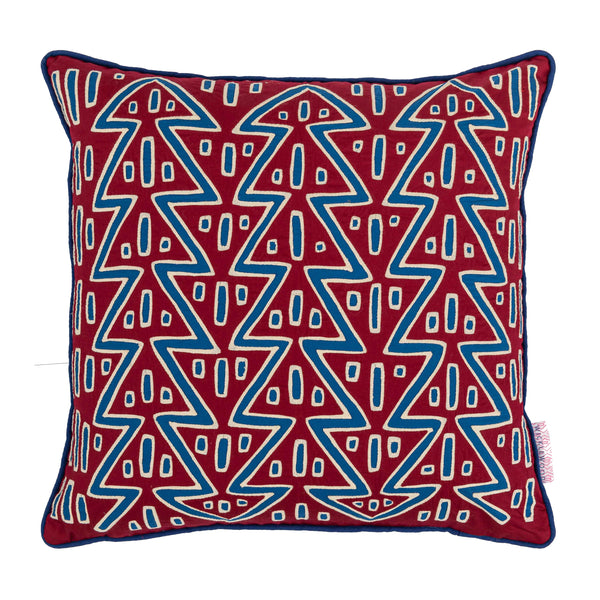 Tree of Life Red Blue Square Cushion