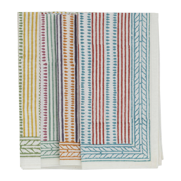 Multicoloured spots stripes rainbow napkins set of 4 Wicklewood 