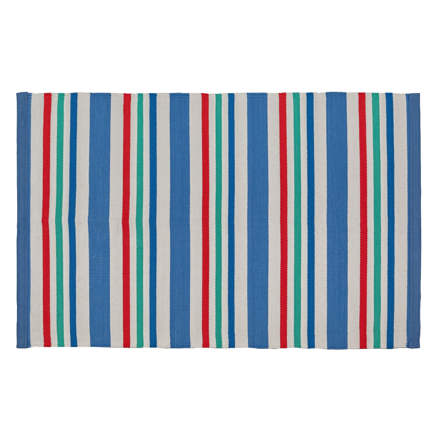 Stripe Dhurrie Rug Blue Red