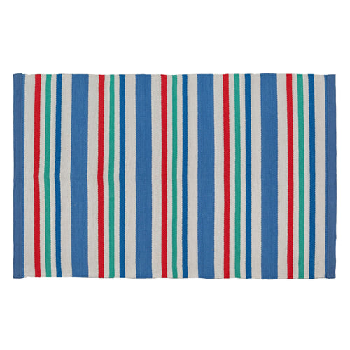 Stripe Dhurrie Rug Blue Red