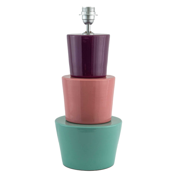 Large Tower Ceramic Lamp Base Aqua Coral Purple