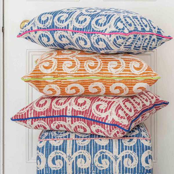 wicklewood fern patterned cushion blue 