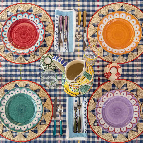 handwoven mexican gingham tablecloth navy multicolour