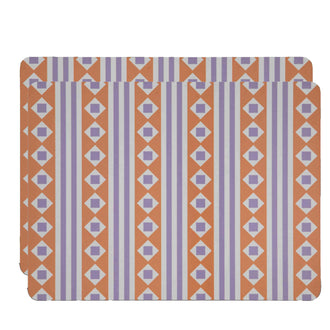 Set of 2  Diamond Placemats Orange Purple