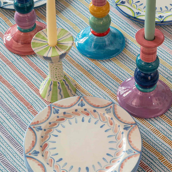 Arrow Dinner Plates Set of 6 Blue Pink