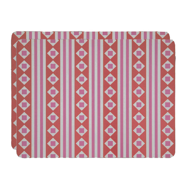Set of 2 Diamond Placemats Red Pink