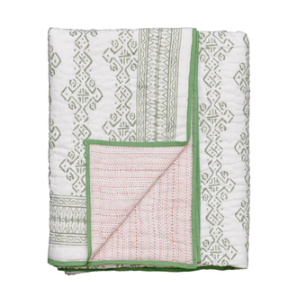 Single Mali Star Quilt Green Pink