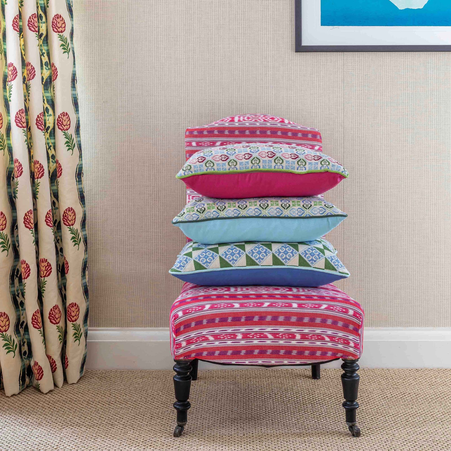 Sabbara Hearts Yellow Blue Red Oblong