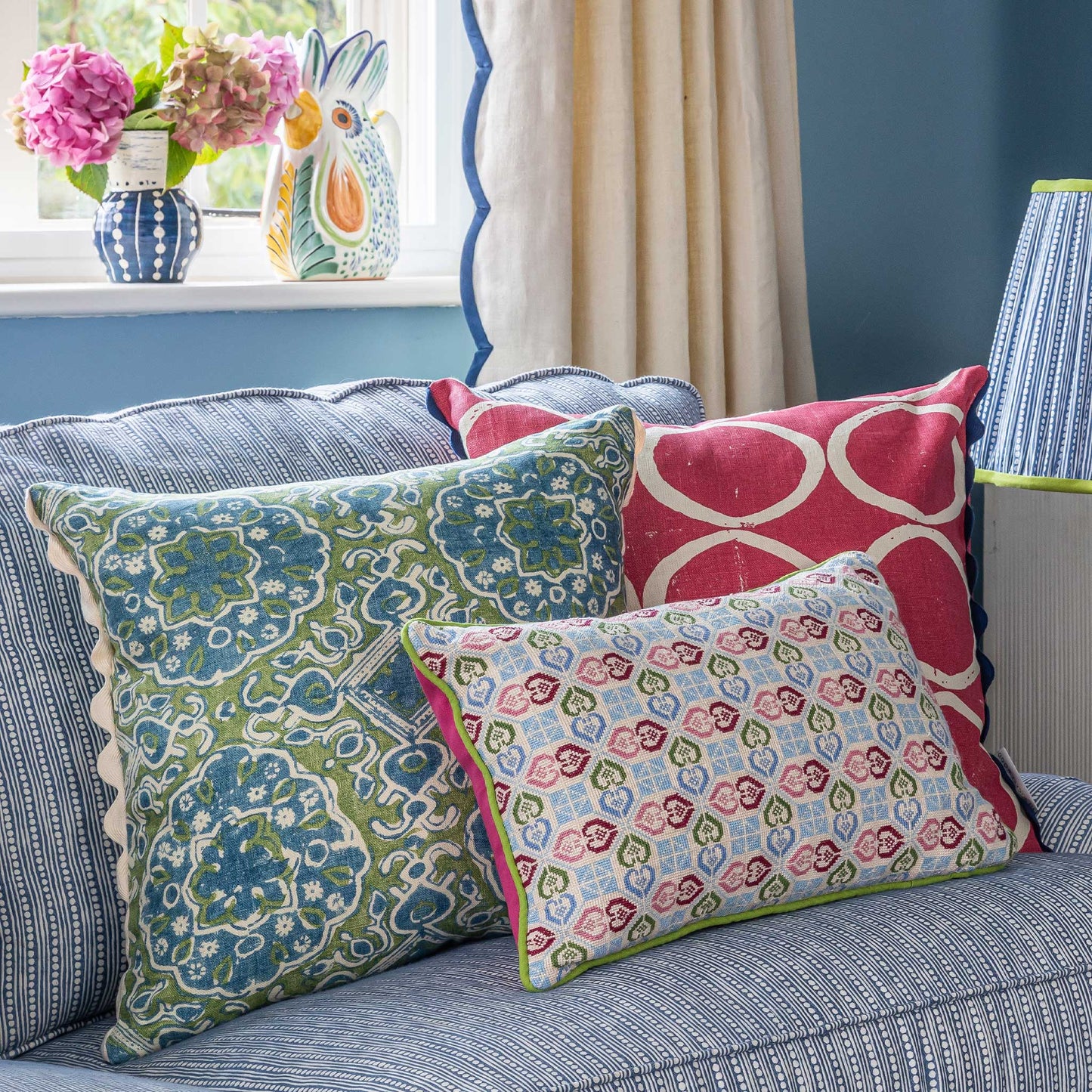 Sabbara Hearts Blue Green Pink Oblong